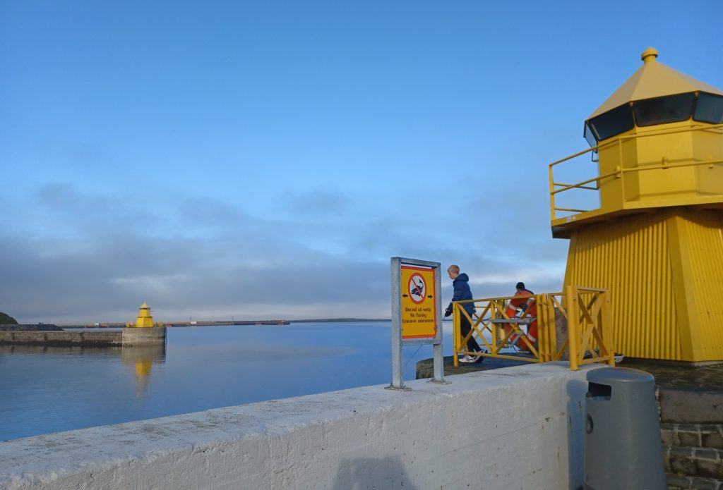 Port and starboard navigation lights at entrance to Reykjavík Harbour