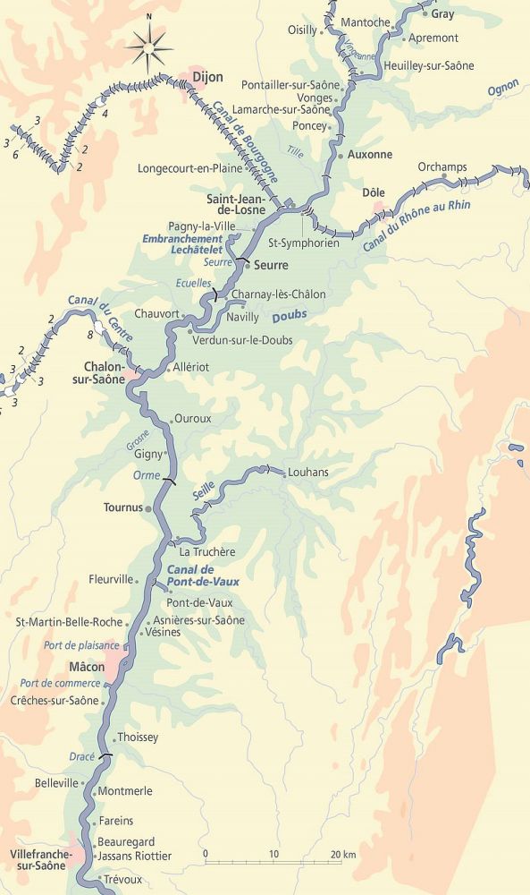 Map of part of the French Waterways