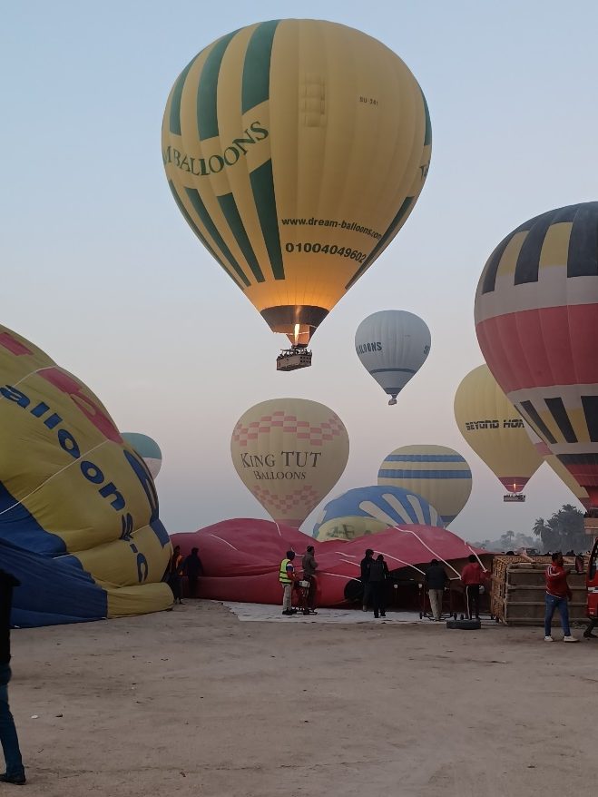 Balloons floating off over Luxor