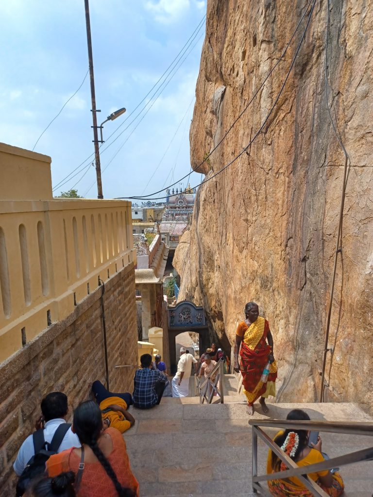 Ascending the rock fort, Trichy. Near the bottom