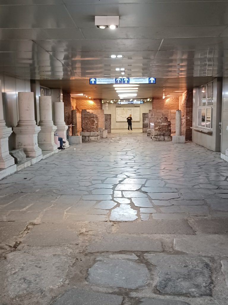 Paved road of ancient Serdica in the new metro station
