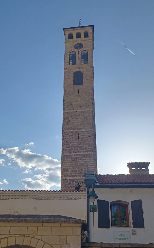 Clock tower with four clock faces, one on each side, which shows lunar time, Sarajevo 