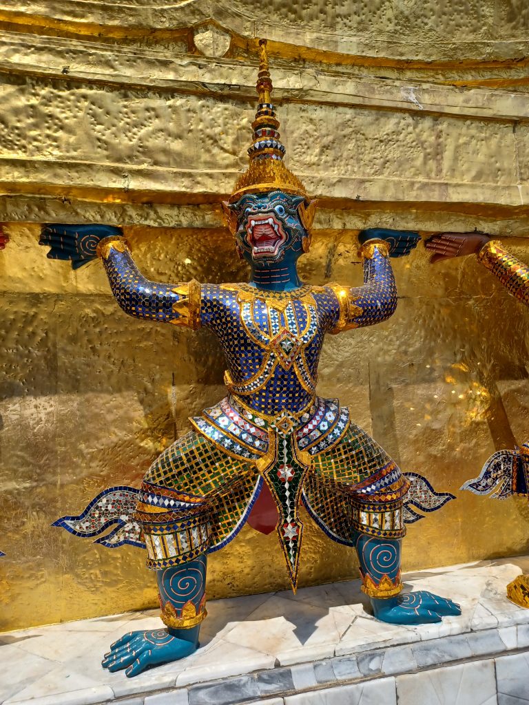Mythical Warrior round Base of Chedi, Grand Palace, Bangkok