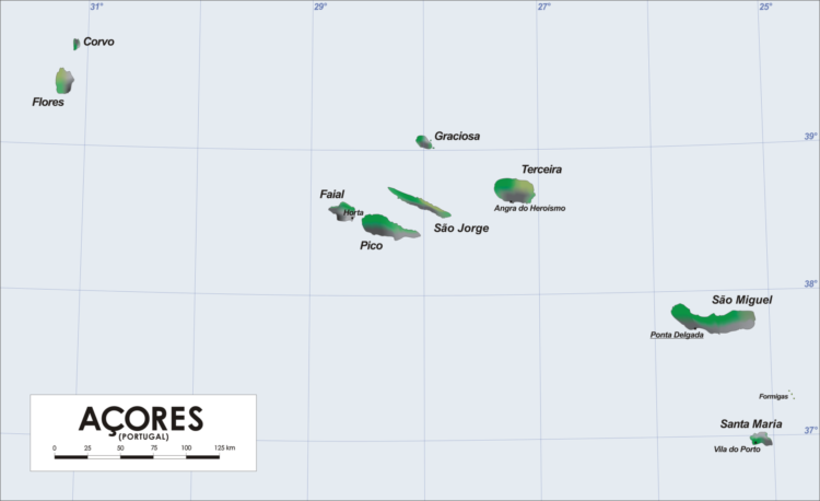 Map of the Azores
