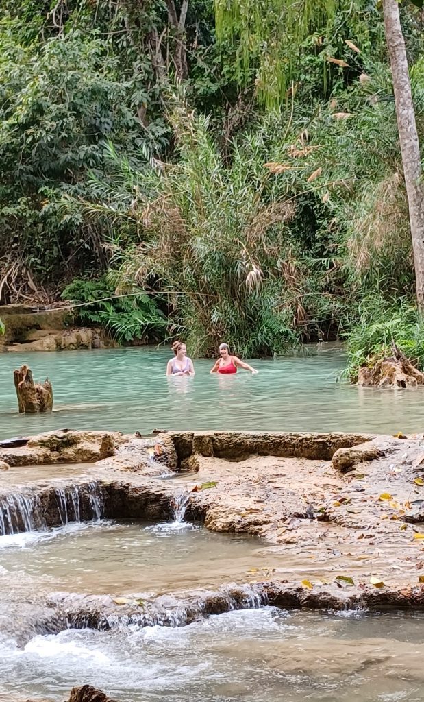 Having a dip, Kuang Si waterfalls