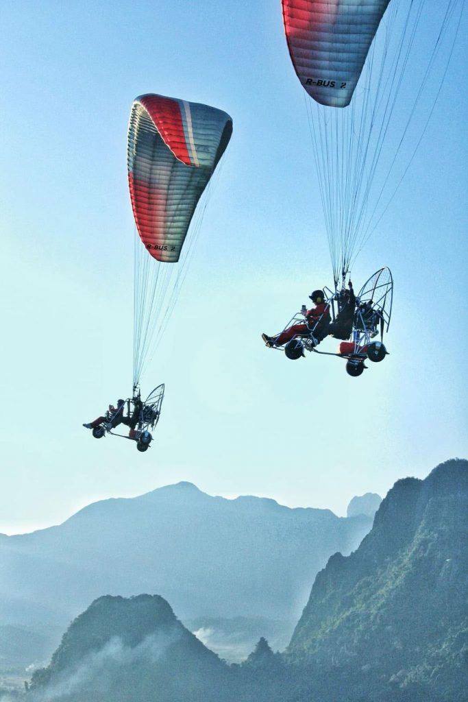 Go-kart Paragliders over Vang Vieng, Laos