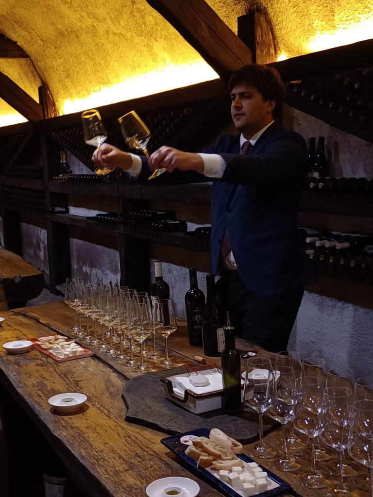 Wine tasting preparation, Khareba Winery