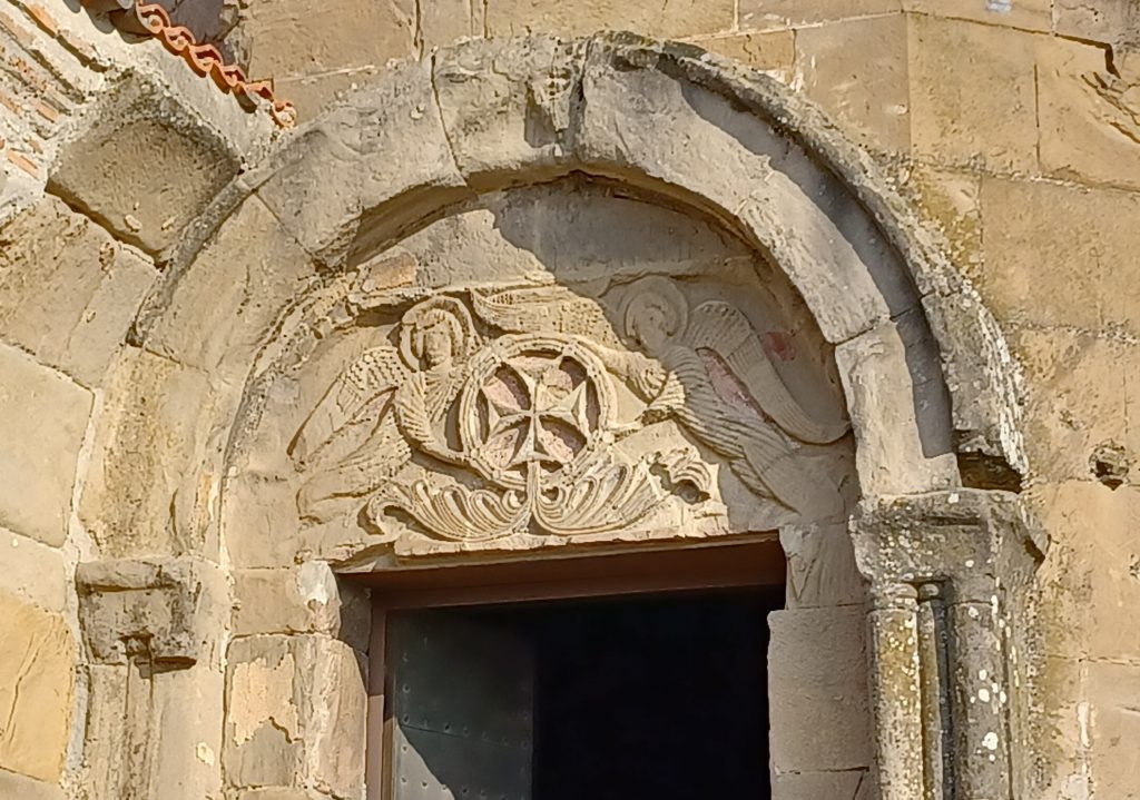 Glorification of the Holy Cross carving, Southern entrance Jvari Church