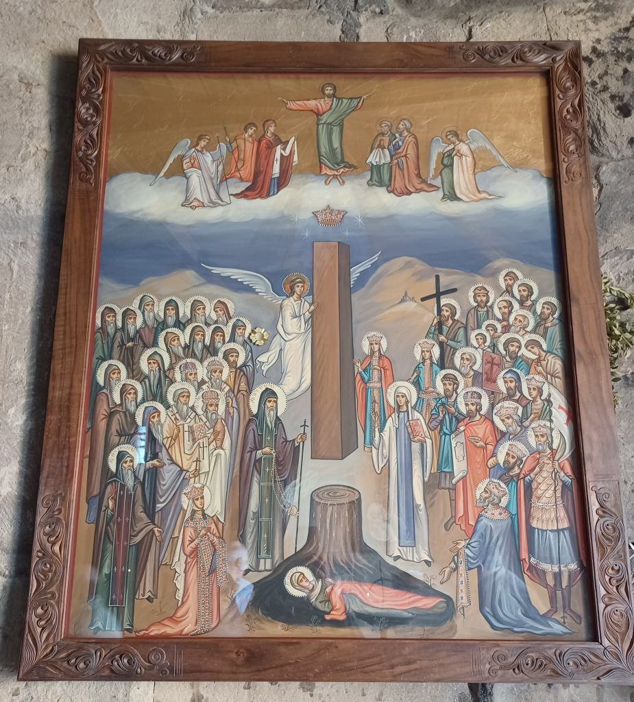 'The living pillar' painting in Jvari Church of this legend