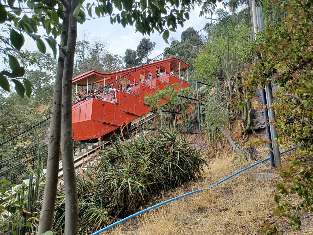The red carriage on the funicular. Photo taken from The National Zoo