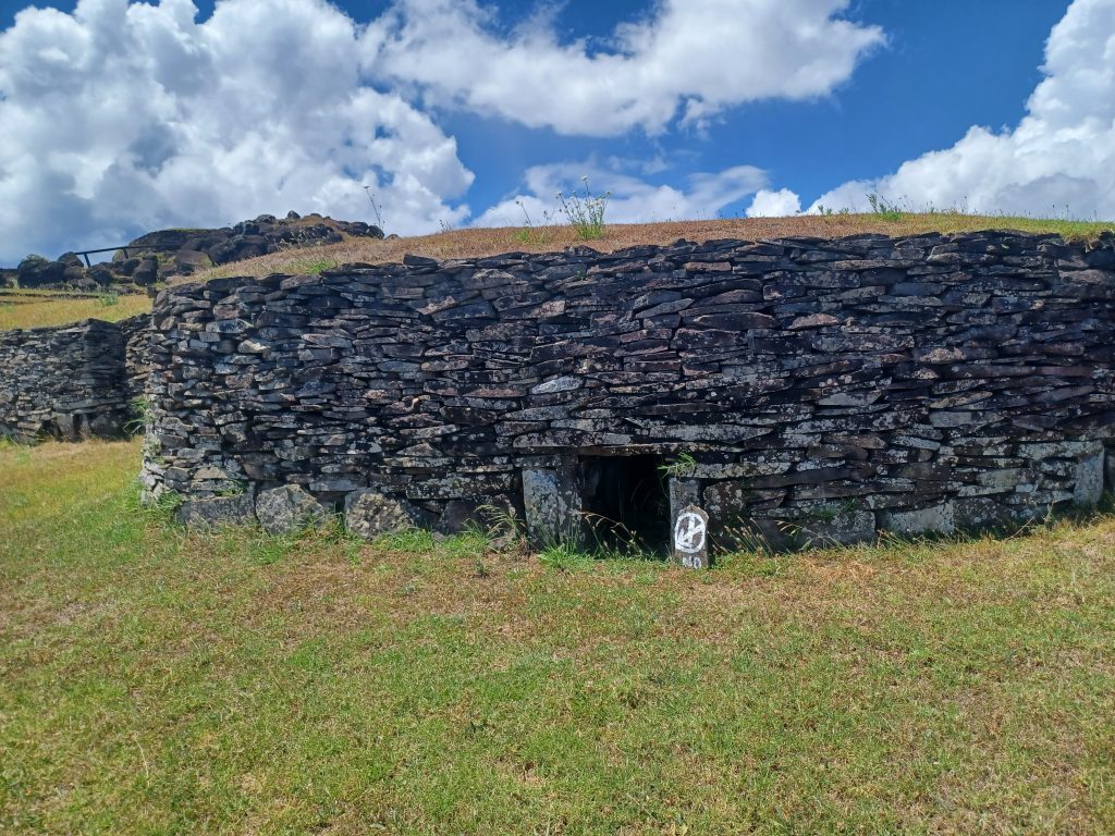 Restored stone houses, Orongo Ceremonial village