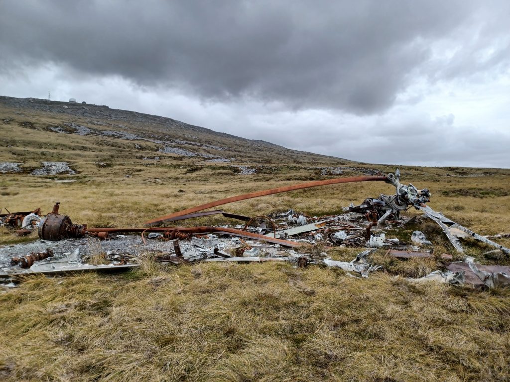 Remains of an Argentine Chinook with Radar station on Mount Kent