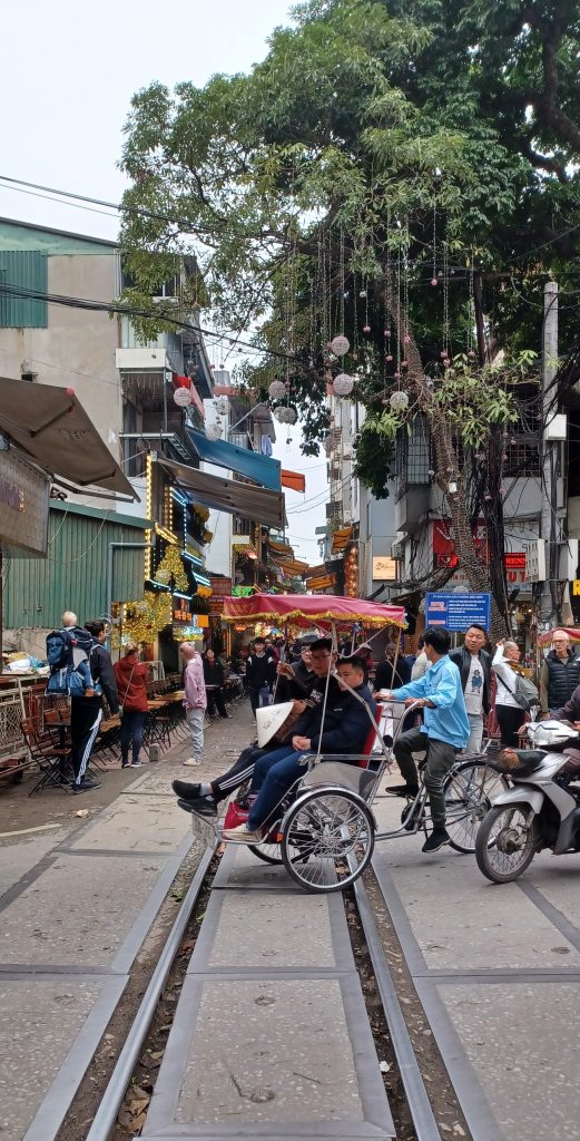 Crossing the train tracks, Hanoi