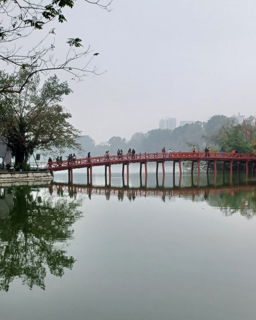 Cau The Huc Bridge over Hoan Kiem Lake, Hanoi