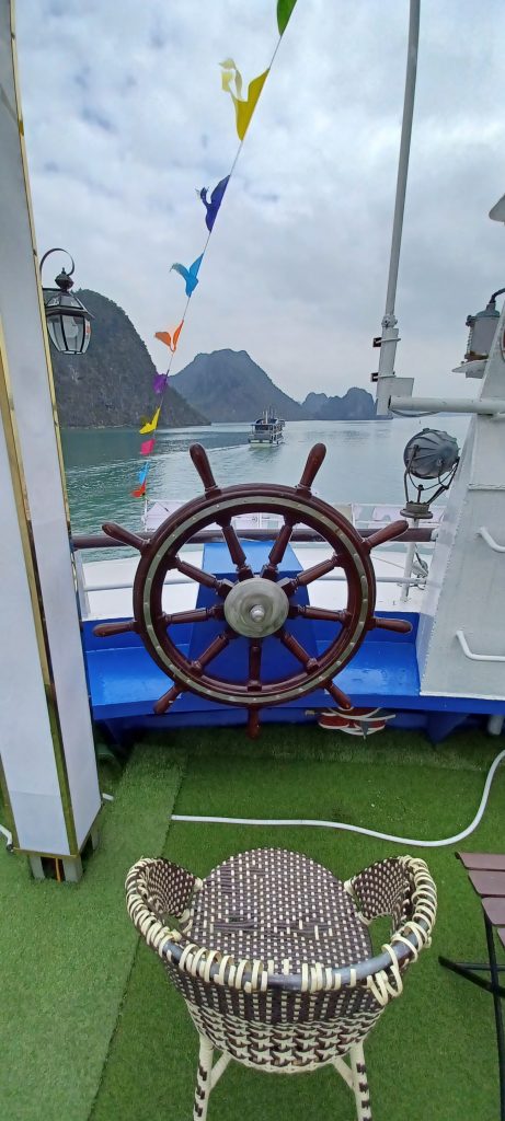 Top deck of tourist boat, Halong Bay