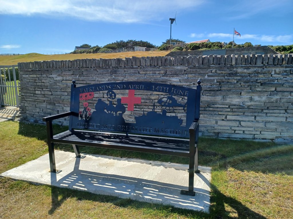 Bench dedicated to 'The Red and Green Life Machine, San Carlos Cemetery