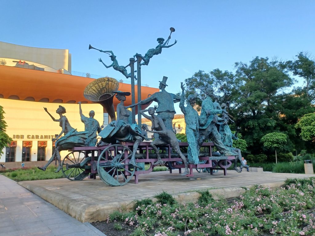 Caragealiana sculpture (Cart with Clowns), Bucharest