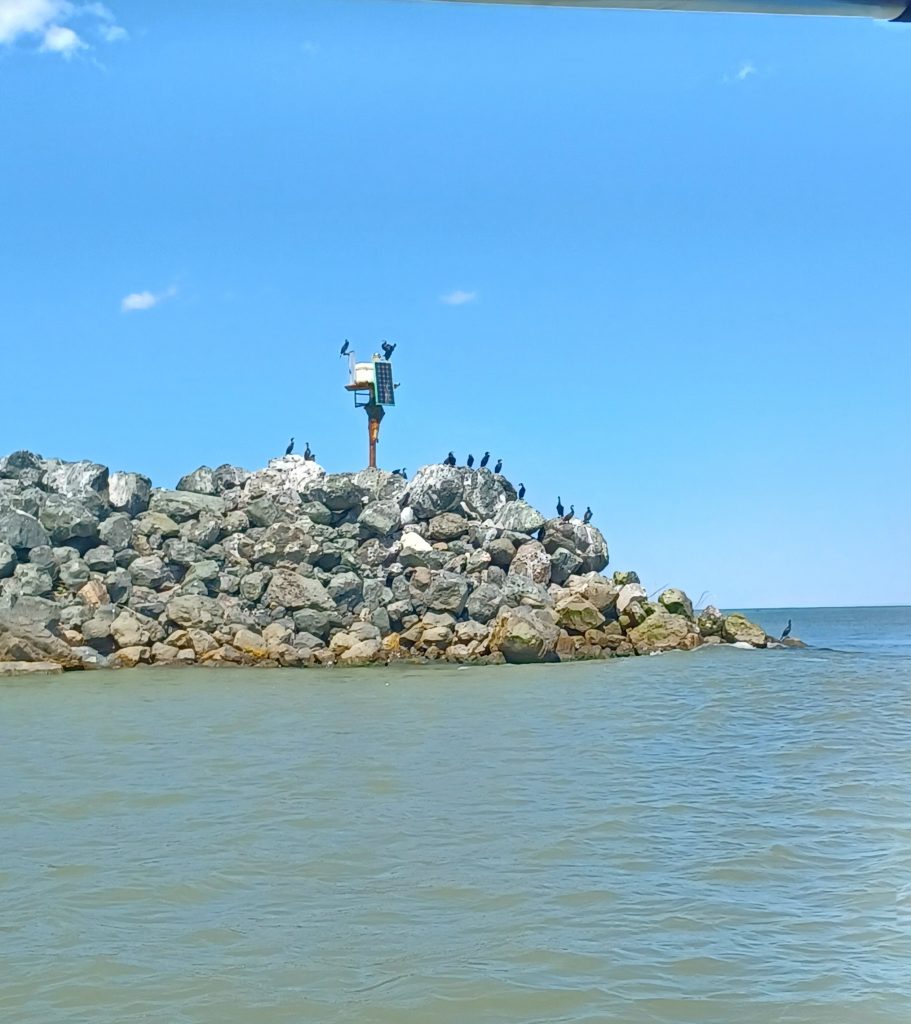 End of mole of Sulina branch of Danube and Black Sea