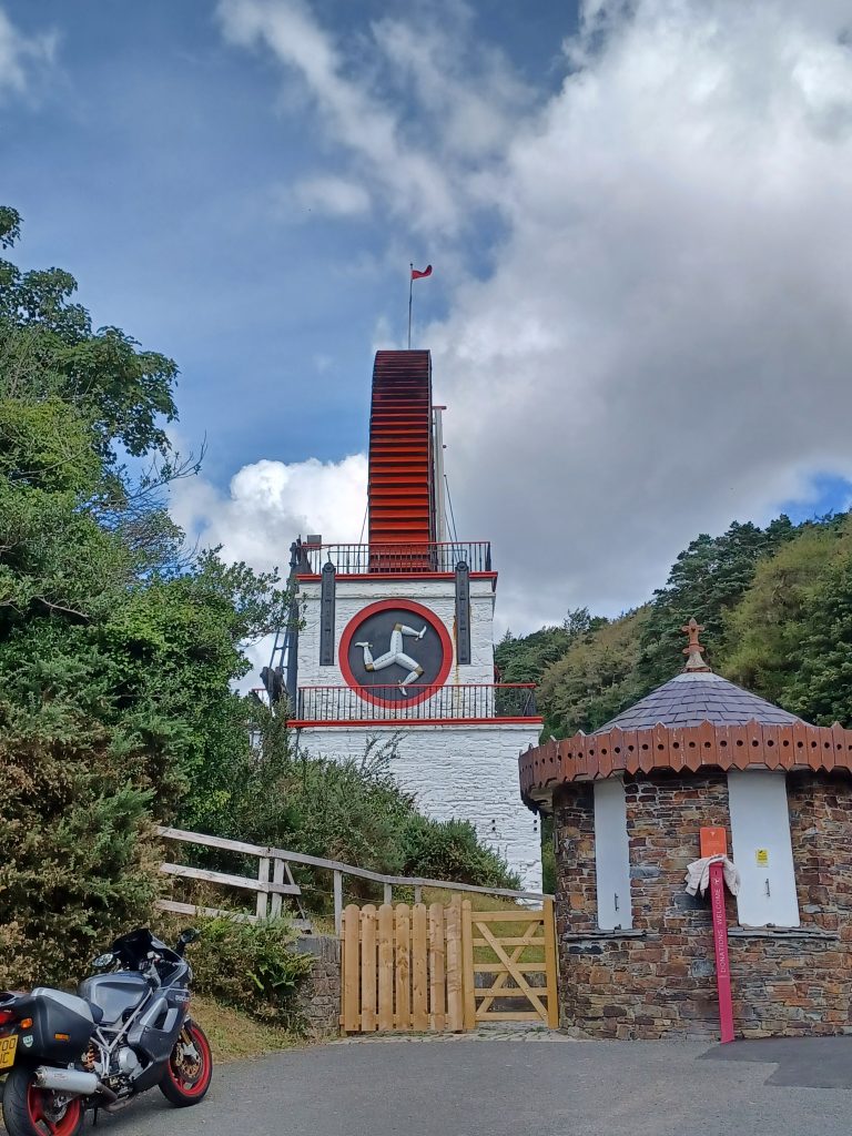 Motor Bike, and Triskelion on Laxey Water Wheel